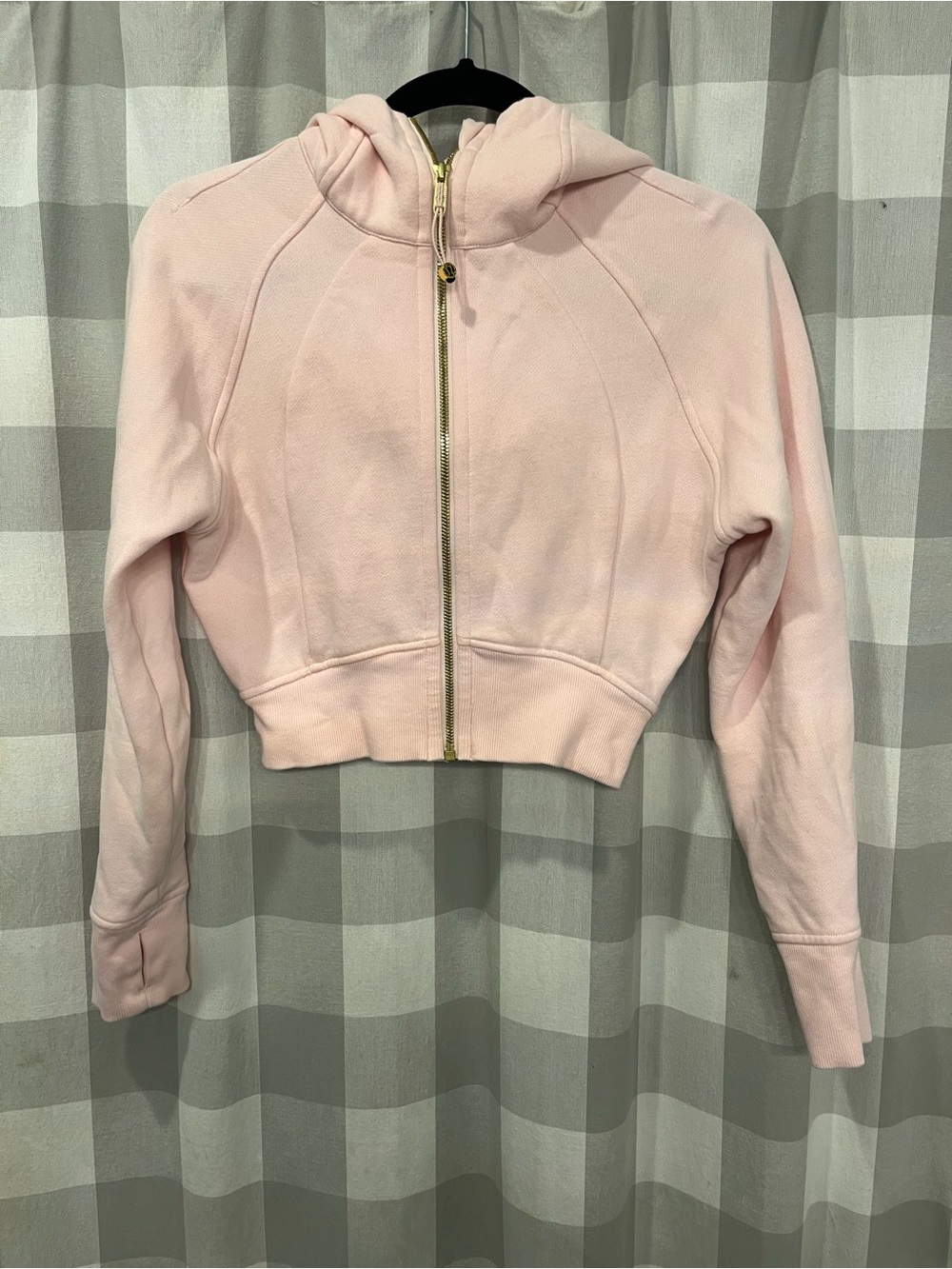 lululemon athletica Light Pink Cropped Hoodie with Gold Zipper